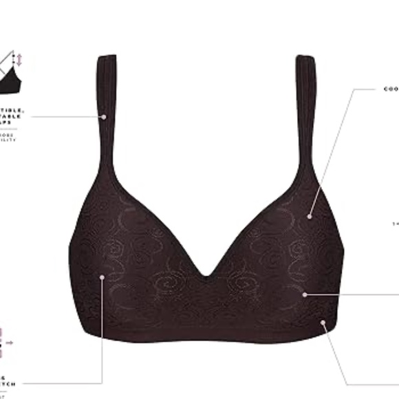 New Bali Cool Comfort Bra 42B Lightly Padded Wireless Soft - Picture 4 of 14